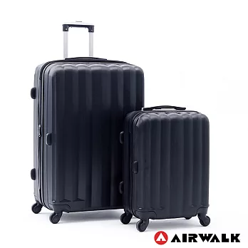 AIRWALK LUGGAGE - 海岸線系列 BoBo經濟款ABS硬殼拉鍊20+28吋兩件組行李箱 - 黑水黑