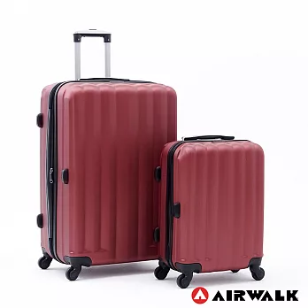 AIRWALK LUGGAGE - 海岸線系列 BoBo經濟款ABS硬殼拉鍊20+28吋兩件組行李箱 - 熱點紅