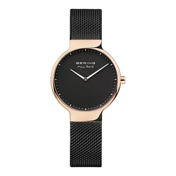 BERING丹麥精品手錶 MAX RENE設計師聯名款 玫瑰金x黑 米蘭錶帶31mm