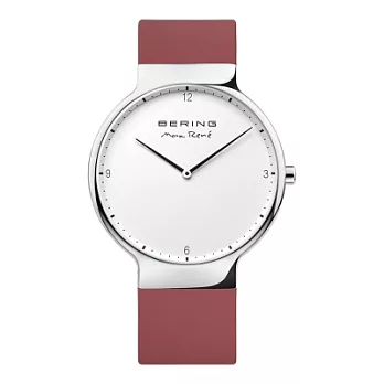 BERING丹麥精品手錶 MAX RENE設計師聯名款 白錶盤x薔薇紅 矽膠錶帶40mm