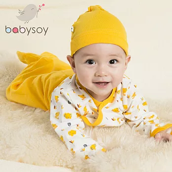 美國 Babysoy有機棉百搭彈性包腳長褲 525 陽光黃0-3M