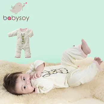 美國 BabysoyJaney Baby有機棉長袖連身衣 611 兔子12-18M