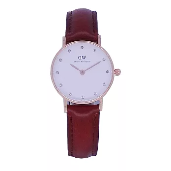 DW Daniel Wellington 經典中的珍貴收藏時尚優質女性皮革腕錶-淺咖啡+玫瑰金/26mm-0900DW