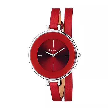 ELIXA 瑞士精品手錶 Finesse簡約錶面纏繞系列 紅色38mm