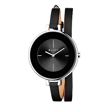 ELIXA 瑞士精品手錶 Finesse簡約錶面纏繞系列 黑色38mm