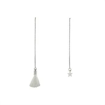 Snatch 流蘇星鏈長鍊不對稱耳環 - 白 / Stars Tassel Asymmetry Earrings - White