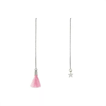 Snatch 流蘇星鏈長鍊不對稱耳環 - 粉紅 / Stars Tassel Asymmetry Earrings - Pink