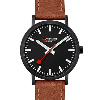 MONDAINE 瑞士國鐵Classic限量焦糖棕色腕錶-40mm/IP黑
