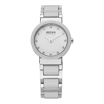 BERING丹麥精品手錶 晶鑽刻度陶瓷錶系列 銀x白25mm