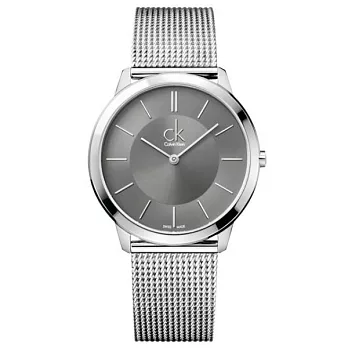 Calvin Klein LOGO主義當道米蘭風格優質時尚腕錶-41mm-銀灰-K3M21124