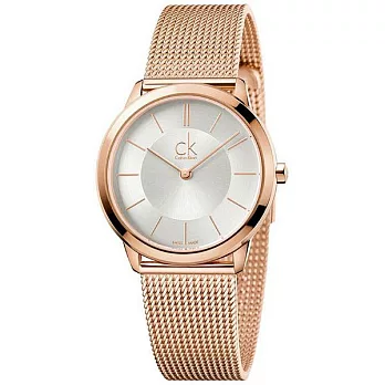 Calvin Klein LOGO主義當道米蘭風格優質時尚腕錶-36mm-玫瑰金-K3M22626
