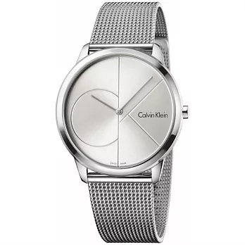Calvin Klein LOGO主義當道米蘭風格優質時尚腕錶-41mm-銀-K3M2112Z