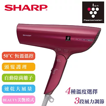 【SHARP 夏普】自動擊菌離子速乾吹風機/優雅紅 IB-GP9T-R