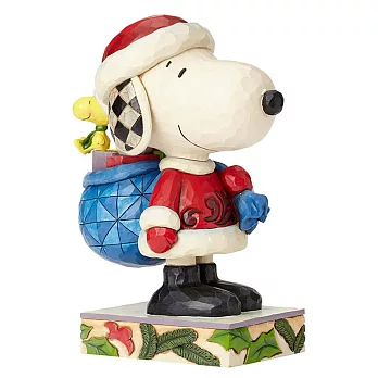 《Enesco精品雕塑》SNOOPY聖誕老人塑像-Here Comes Snoopy Claus(Peanuts by Jim Shore)