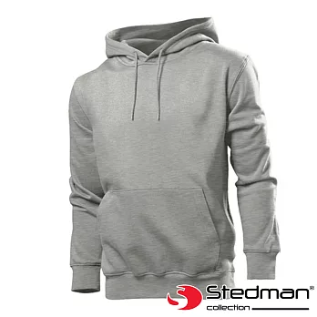 【德國STEDMAN】ST4100 棉柔感素色連帽Ｔ-男S灰