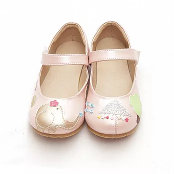 【AMEBER】大象小雨傘日系小羊皮手工鞋平底鞋童鞋-粉紅色25粉紅色