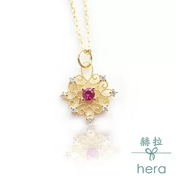 【Hera】鳶尾花紅剛玉純銀項鍊紅剛玉