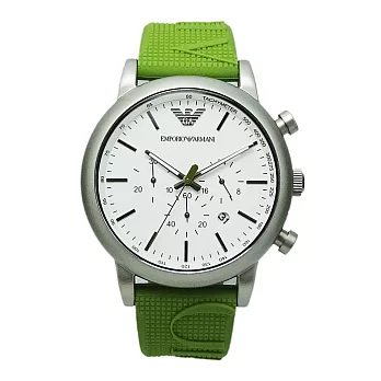 ARMANI 義式新潮風格三眼計時優質腕錶-綠色/45mm-AR11022