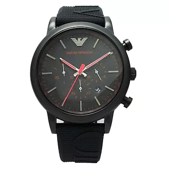 ARMANI 義式新潮風格三眼計時優質腕錶-黑/45mm-AR11024