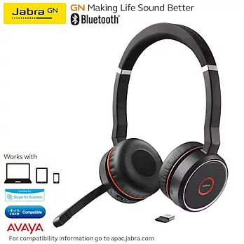 Jabra Evolve 75 Stereo UC 商務/音樂專業藍牙立體聲降噪耳機(公司貨)