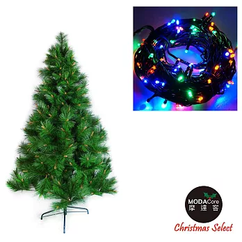 【摩達客】台灣製7呎/ 7尺(210cm)特級綠松針葉聖誕樹 (不含飾品)+100燈LED燈2串(附控制器跳機)四彩光