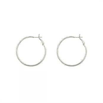 Snatch 4cm微粗圈圈耳環 - 銀 / 4cm Slightly Thick Hoop Earrings - Silver