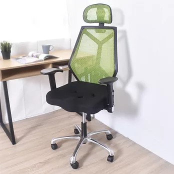 凱堡 Destiny 舒適三孔坐墊電腦椅 鋁合金椅腳 升降扶手辦公椅 台灣製綠