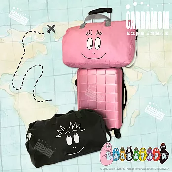 【BARBAPAPA泡泡先生】摺疊收納輕巧旅行袋・正版授權卡答國際黑色笑臉