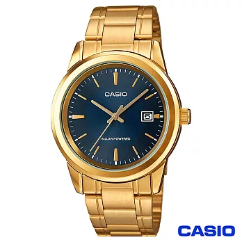 CASIO卡西歐  時尚交鋒太陽能紳士腕錶 MTP-VS01G-1A/MTP-VS01G-2A藍色