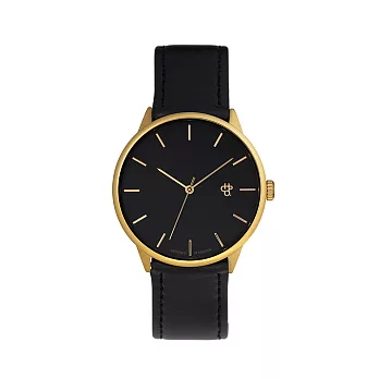Chpo Brand 瑞典手錶品牌 - Khorshid系列 金黑錶盤黑皮革