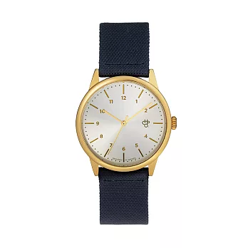 Chpo Brand 瑞典手錶品牌 - Rawiya系列 金銀錶盤 - 藍帆布 X 蜜糖棕皮革