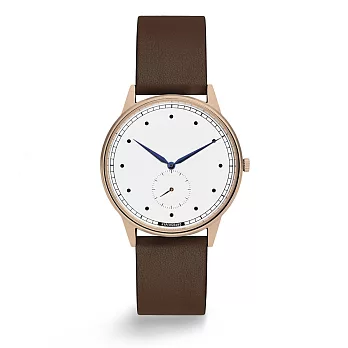 HYPERGRAND手錶 - 小秒針系列 - 玫瑰金白錶盤棕皮革