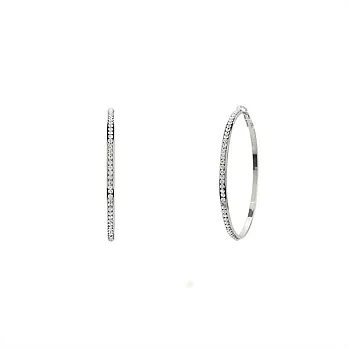 Snatch 6cm鑽石圈圈耳環 - 銀 / 6cm Diamond Hoop Earrings - Silver