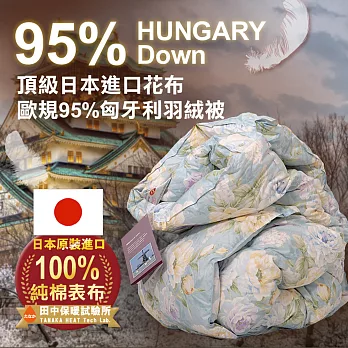 《田中保暖試驗所》歐規EN95%日本花布羽絨被【普羅旺斯】6x7尺 匈牙利羽絨 極度蓬鬆普羅旺斯藍