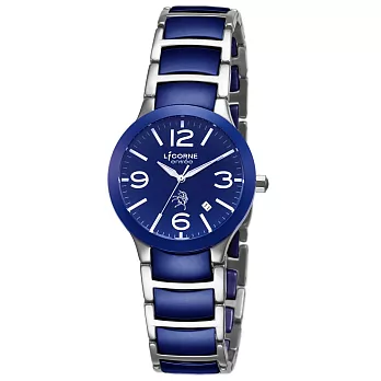 【LICORNE力抗錶】經典雅致陶瓷手錶(藍/藍銀 LT097LNNA)