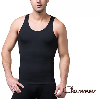 【Charmen】coolmax涼感排汗快乾背心 男性塑身衣S(黑色)