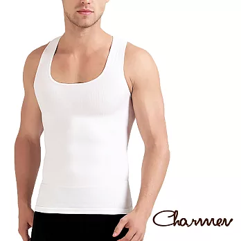 【Charmen】升級加強版背心 男性塑身衣M(白色)