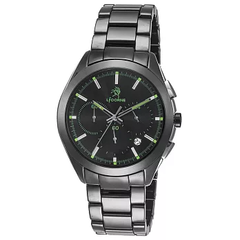【LICORNE】都會時尚三眼手錶 (黑綠/黑 LT103MBBI-G)