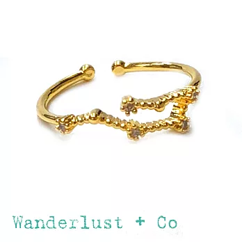 Wanderlust+Co 澳洲品牌 水瓶座戒指 金色鑲鑽戒指 AQUARIUS