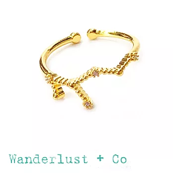 Wanderlust+Co 澳洲品牌 處女座戒指 金色鑲鑽戒指 VIRGO