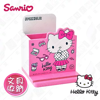 【Hello Kitty】三麗鷗凱蒂貓桌上直式 鉛筆收納盒 筆筒 手機架 文具收納(正版授權)