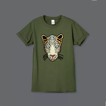 【U】LOUIS LIN & AN - Lion Embroidered Fashion Top 動物刺繡中性上衣(花豹)S綠色