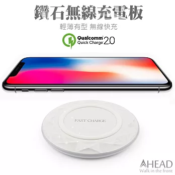 AHEAD領導者 超薄 QI無線快充 鑽石無線充電板 充電器白色