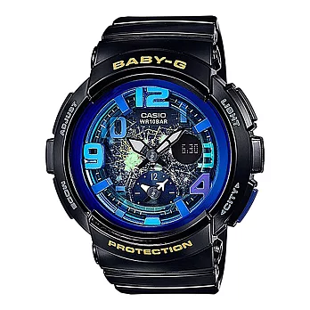 【CASIO】卡西歐 BABY-G系列 旅行玩味風格電子錶(黑x藍 BGA-190GL-7B)