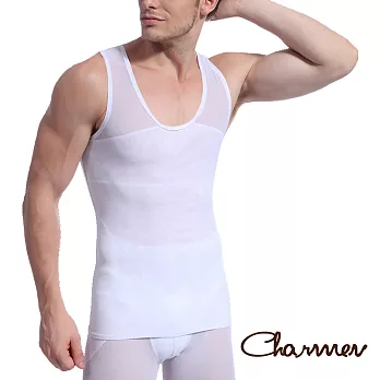 【Charmen】高機能強塑腰腹版背心 男性塑身衣L(白色)