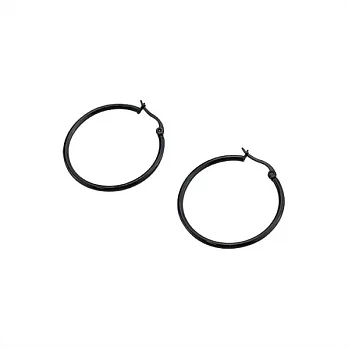 Snatch 4cm環型圈圈耳環 - 黑 / 4cm Circle Earrings - Black