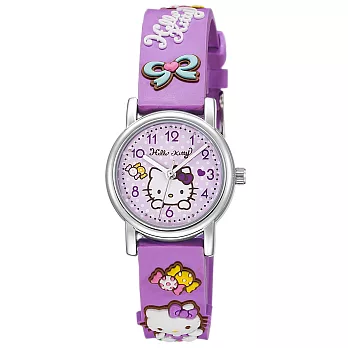 Hello Kitty 甜蜜蘋果造型腕錶-紫