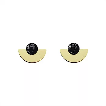 Snatch 黑雲石公主的半圓扇耳環 / Black Marble Semicircle Earrings