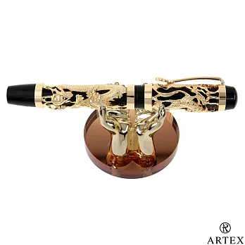 ARTEX 封印龍鋼珠筆 雙手造型筆座/金 禮盒亮金鋼珠筆