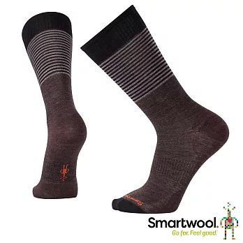 Smartwool 男合身剪裁條紋中長襪M栗色